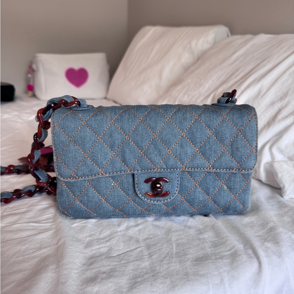 CHANEL Blue Quilted Crossbody Bag